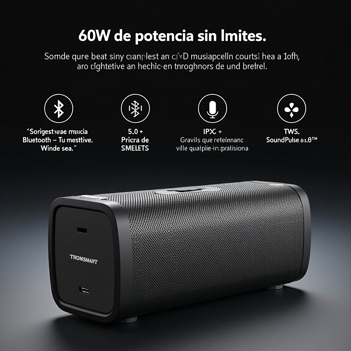 Tronsmart Mega Pro – Altavoz Bluetooth 60W con Graves Potentes y Resistencia IPX5
