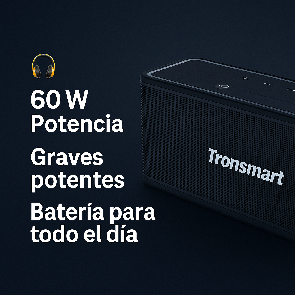Tronsmart Mega Pro – Altavoz Bluetooth 60W con Graves Potentes y Resistencia IPX5