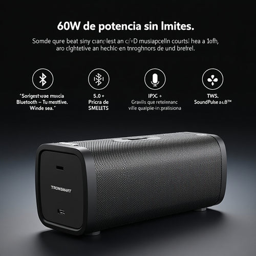 Tronsmart Mega Pro – Altavoz Bluetooth 60W con Graves Potentes y Resistencia IPX5