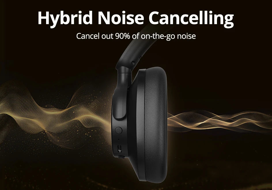 Tronsmart Sounfii Q20S Headphones Wireless Bluetooth Headset with Noise Cancellation 60H Playtime Hi-Res Audio App Control
