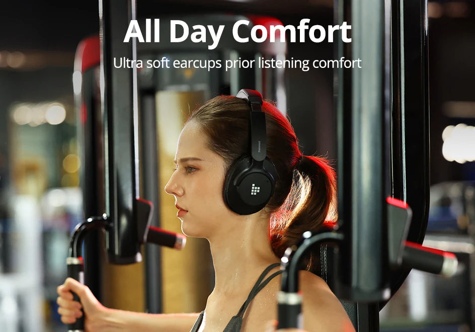 Tronsmart Sounfii Q20S Headphones Wireless Bluetooth Headset with Noise Cancellation 60H Playtime Hi-Res Audio App Control