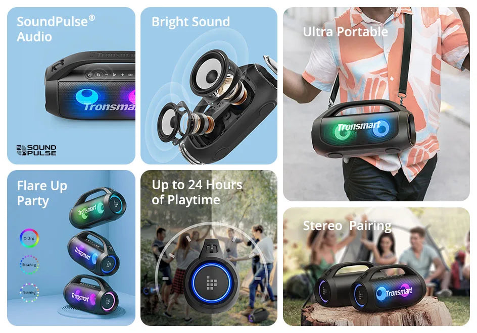 Tronsmart Bang SE Speaker Portable Speaker with Bluetooth 5.3, 24-Hour Playtime, Portable Handle, for Camping, Party