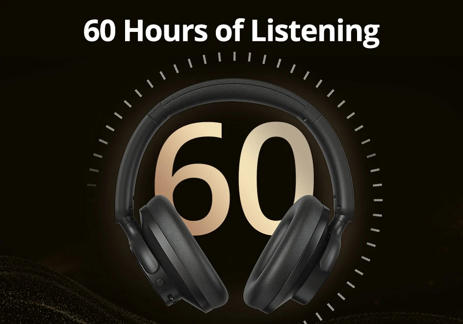 Tronsmart Sounfii Q20S Headphones Wireless Bluetooth Headset with Noise Cancellation 60H Playtime Hi-Res Audio App Control
