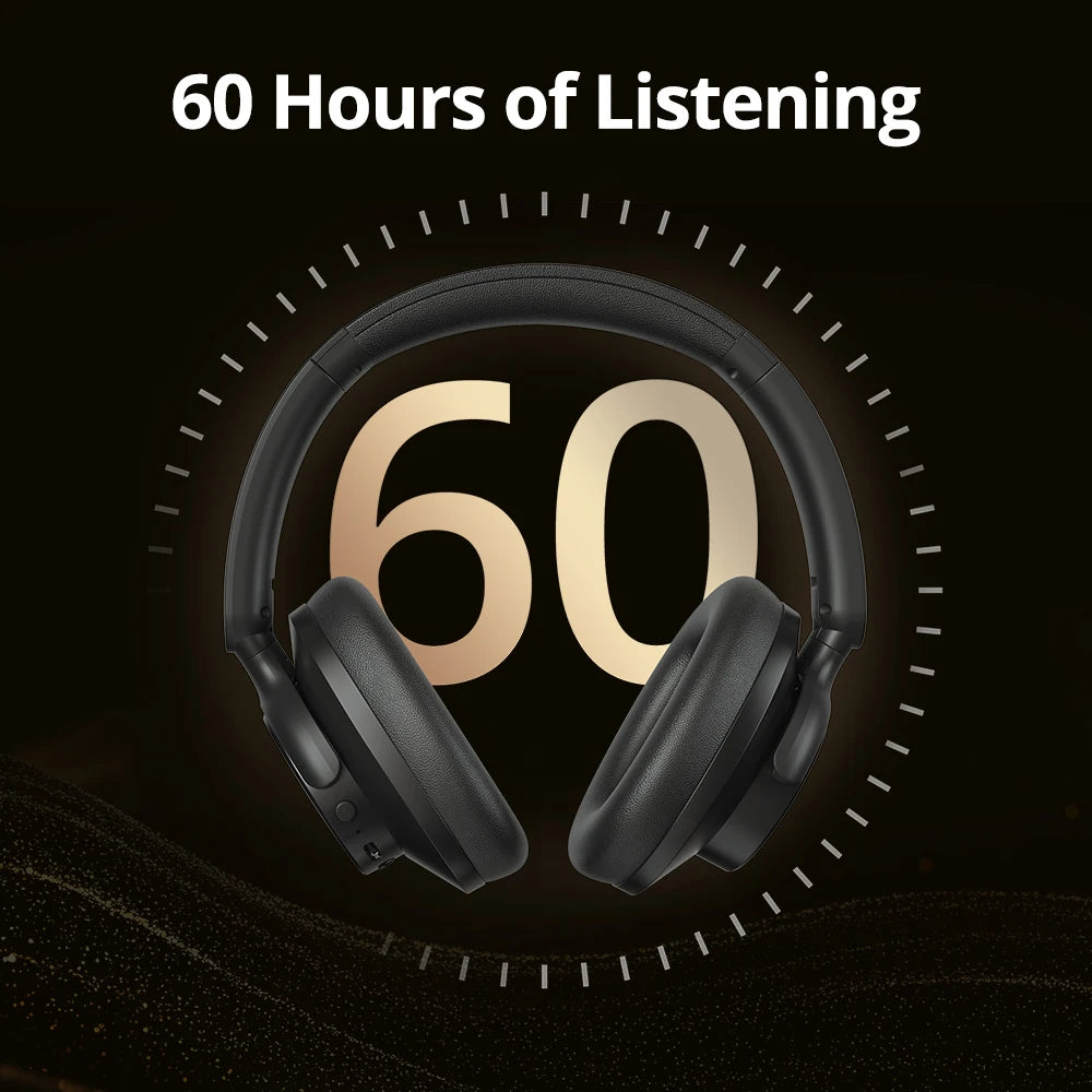 Tronsmart Sounfii Q20S Headphones Wireless Bluetooth Headset with Noise Cancellation 60H Playtime Hi-Res Audio App Control